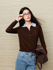 Women's French-style faux-layer knit sweater