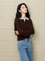 Women's French-style faux-layer knit sweater