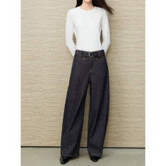 Women's Casual Raw Denim High-Rise Jeans