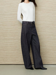 Women's Casual Raw Denim High-Rise Jeans