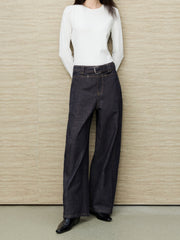 Women's Casual Raw Denim High-Rise Jeans