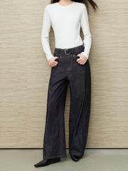 Women's Casual Raw Denim High-Rise Jeans