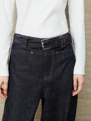 Women's Casual Raw Denim High-Rise Jeans