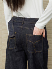 Women's Casual Raw Denim High-Rise Jeans