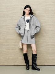 Women's  Collegiate Plaid Sweatshirt & Skirt Set