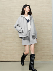 Women's Casual Collegiate Plaid Sweatshirt Jacket