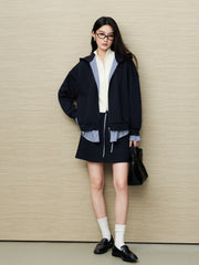 Women's Casual Collegiate Plaid Sweatshirt Jacket