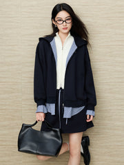 Women's Casual Collegiate Plaid Sweatshirt Jacket