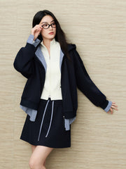 Women's Casual Collegiate Plaid Sweatshirt Jacket