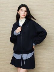 Women's Casual Collegiate Plaid Sweatshirt Jacket