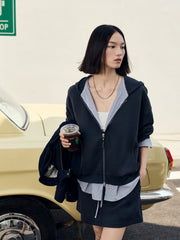 Women's Casual Collegiate Plaid Sweatshirt Jacket
