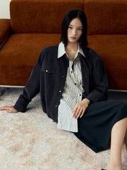 Women's Casual Blouson Stand-Collar PU Jacket