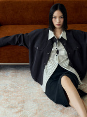 Women's Casual Blouson Stand-Collar PU Jacket