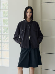 Women's Casual Blouson Stand-Collar PU Jacket