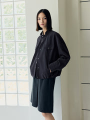 Women's Casual Blouson Stand-Collar PU Jacket