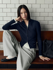 Women's Casual Seam-Detail Slim-Fit Knit Cardigan