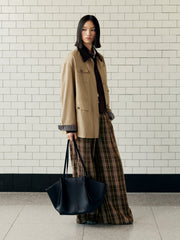 Women's Vintage Barn-Style Contrast-Lapel Utility Jacket