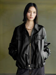 Women's Vintage Edgy Bubble Leather Jacket