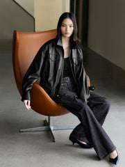 Women's Vintage Edgy Bubble Leather Jacket