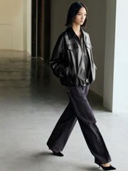 Women's Vintage Edgy Bubble Leather Jacket
