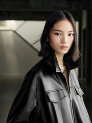 Women's Vintage Edgy Bubble Leather Jacket