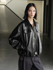 Women's Vintage Edgy Bubble Leather Jacket