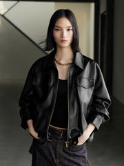 Women's Vintage Edgy Bubble Leather Jacket