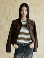 Women's Vintage Faux-Suede Cropped Jacket