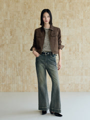 Women's Vintage Faux-Suede Cropped Jacket
