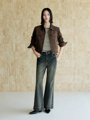 Women's Vintage Faux-Suede Cropped Jacket