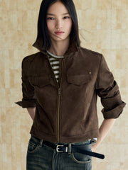 Women's Vintage Faux-Suede Cropped Jacket