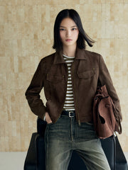 Women's Vintage Faux-Suede Cropped Jacket