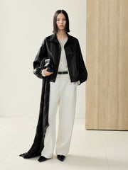 Women's Vintage Sheen Faux-Sheepskin  Jacket