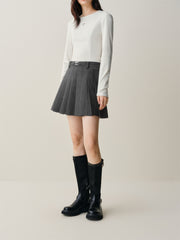 Women's Wool-Blend Pleated Short Skirt