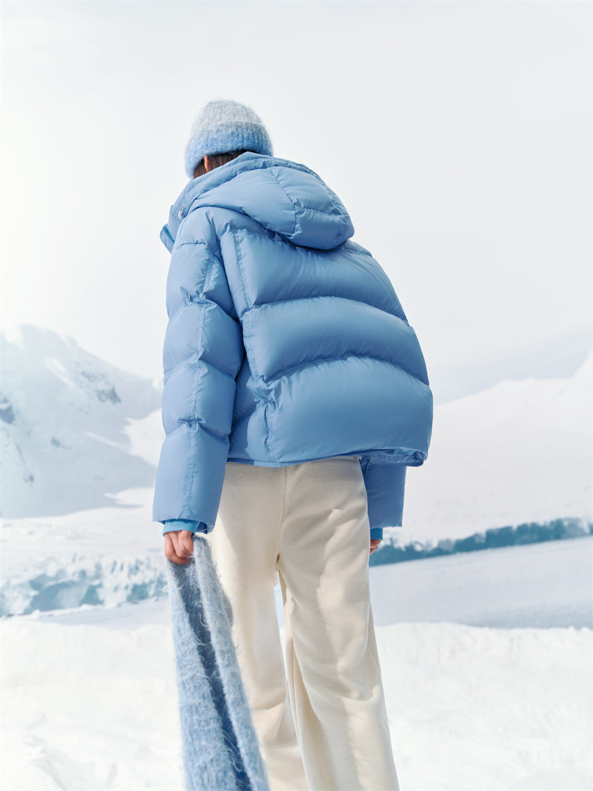 Women's Blue Cropped Puffer Jacket