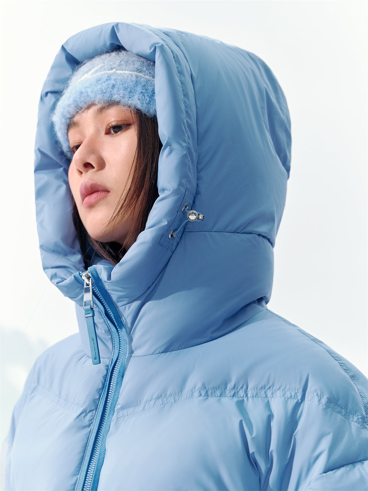 Women's Blue Cropped Puffer Jacket