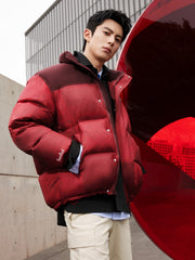 Men's Red Pattern Puffer Jacket