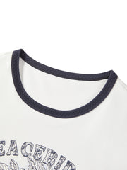 Women's Printed Contrast Trim Short Sleeve T-shirt