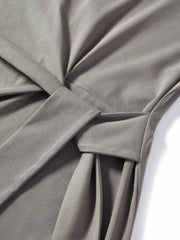 Women's Solid Knit Dress with Tie-Waist Detail