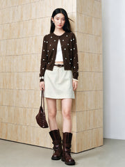 Women's Vintage Polka-Dot Knit Cardigan