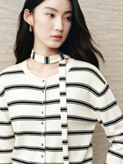 Women's Intellectual Wool-Blend Striped Knit Cardigan