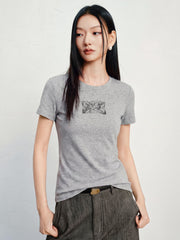 Women's Vintage Slim-Fit Cropped Tencel T-Shirt