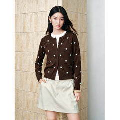 Women's Vintage Polka-Dot Knit Cardigan