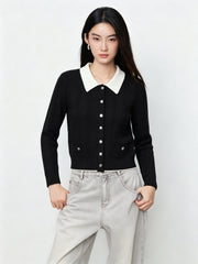 Women's Chanel-Style Faux-Layer Knit Cardigan