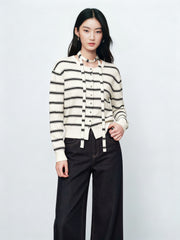 Women's Intellectual Wool-Blend Striped Knit Cardigan