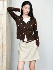 Women's Vintage Polka-Dot Knit Cardigan