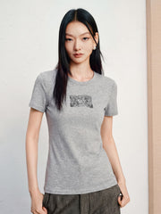 Women's Vintage Slim-Fit Cropped Tencel T-Shirt