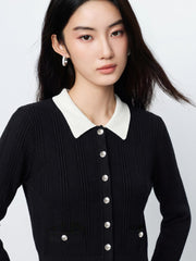 Women's Chanel-Style Faux-Layer Knit Cardigan