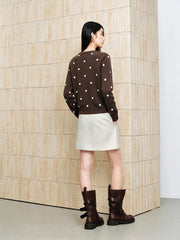 Women's Vintage Polka-Dot Knit Cardigan
