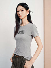 Women's Vintage Slim-Fit Cropped Tencel T-Shirt